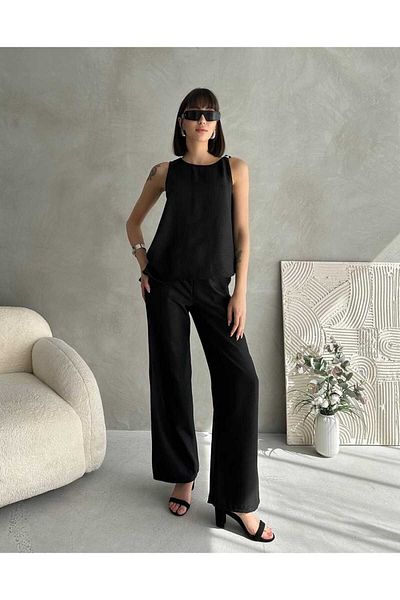 Maison La Femme Women's woven blouse pants set