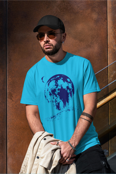 VERSCOVE Blue Color Moon & Crescent Printed Unisex T-Shirt