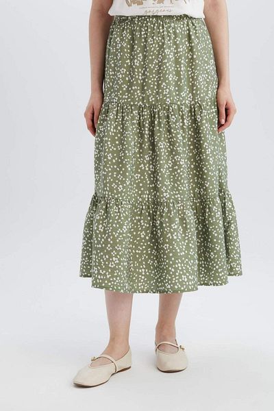DeFacto Stretchy Bellil Floral Patterned Midi Skirt C4411Ax25Sp