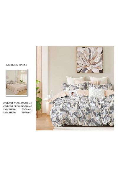 CHIRASO FINET Cotton Bed Linen, Classic Sheet 240x250cm, Duvet Cover 200x230cm, 4 Pillowcases