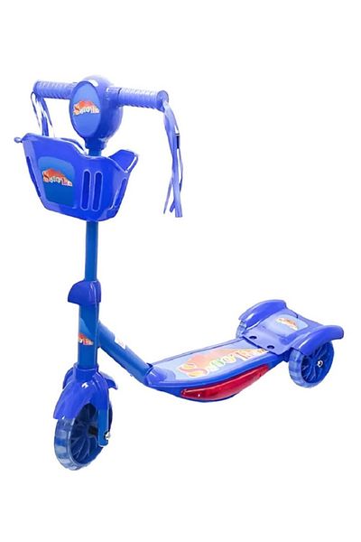 rexa Kids 3-Wheel Musical Scooter with Gel Light-Up Basket – Blue