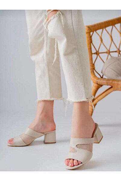 Pier Vino Slippers for Women Mesh Beige Faux Leather Comfortable Lining Botto...