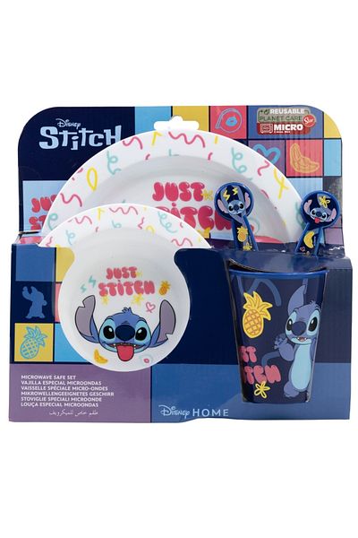 Stitch 5-piece dinnerware set, plastic, BPA-free, multicolor, microwaveable,