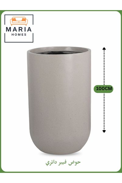 MARIA HOMES Fiber Circular Pot 100x60 cm – Large Indoor Decorative Planter in Beige