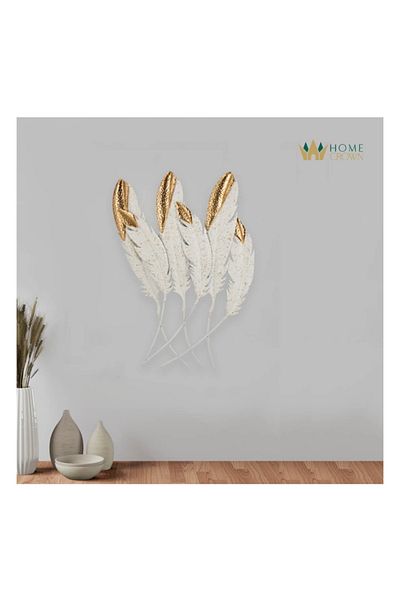 LUXXO Decorațiune de perete metalică cu muște, 92x60cm, auriu/alb