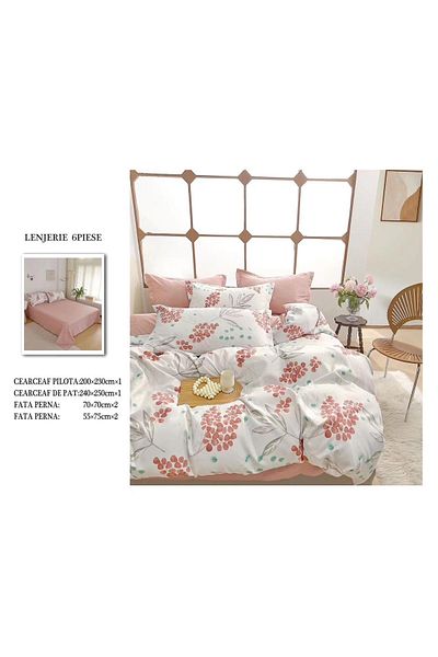 CHIRASO FINET Cotton Bed Linen, Classic Sheet 240x250cm, Duvet Cover 200x230cm, 4 Pillowcases