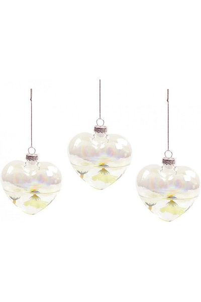 Warmiehomy Set of 12 globes, heart pattern, glass, 9 x 10 x 4 cm