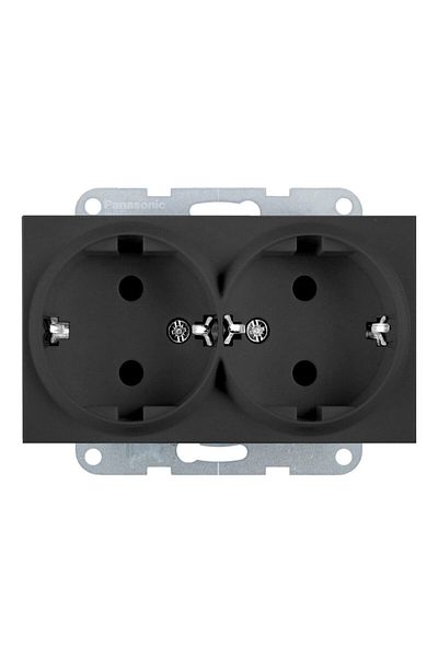 PANASONIC SCHUKO SOCKET DOUBLE MECHANICAL KARRE PLUS PANEL SMOKE