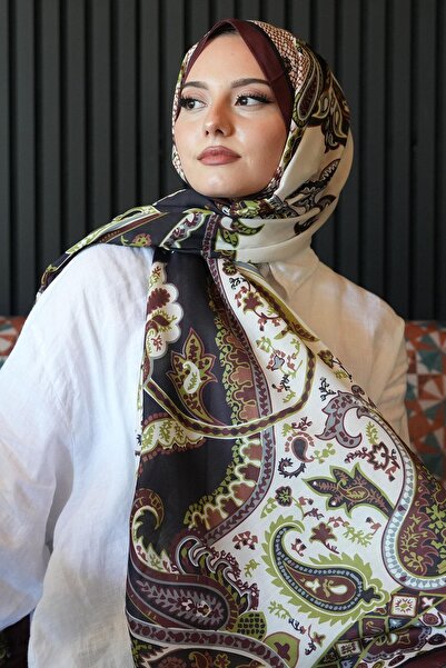 AFVENTE Σοκολατένιο μαλακό βαμβακερό σάλι με μοτίβο σταγόνας