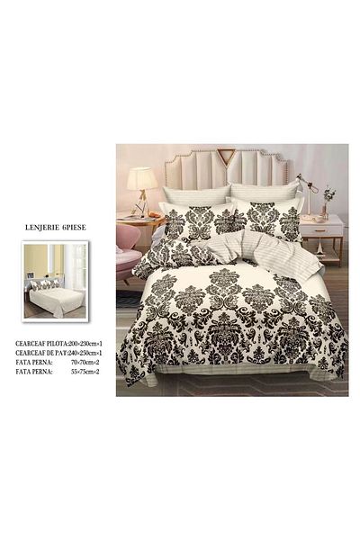 CHIRASO FINET Cotton Bed Linen, Classic Sheet 240x250cm, Duvet Cover 200x230cm, 4 Pillowcases