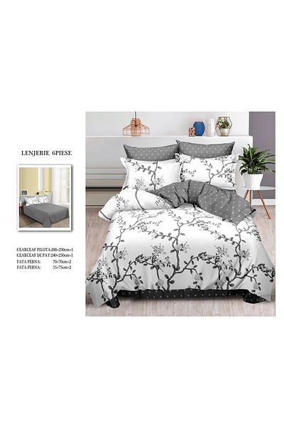 CHIRASO FINET Cotton Bed Linen, Classic Sheet 240x250cm, Duvet Cover 200x230cm, 4 Pillowcases