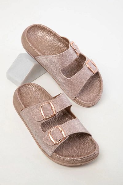 Deniz Terlik Glitter Double Buckle Daily Stylish Women's Slippers