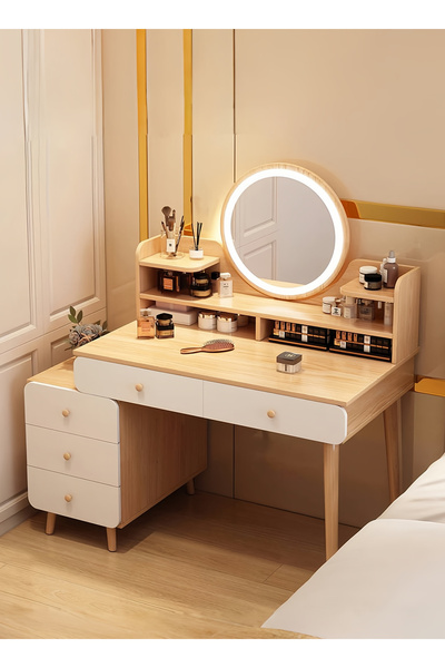 sharpdo Bedroom Furniture Dressing Table Storage Cabinet, 3-Layer Removable Drawer Bedside Table