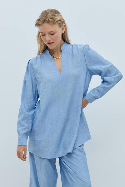 Mahal Bood Draped V-Neck Blouse