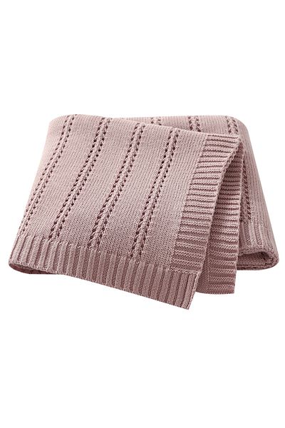 Choice 70 By 90 Light Pink Vertical Stripes Solid Color Baby Cotton Blankets Plain Knitted Babies Boys Girl