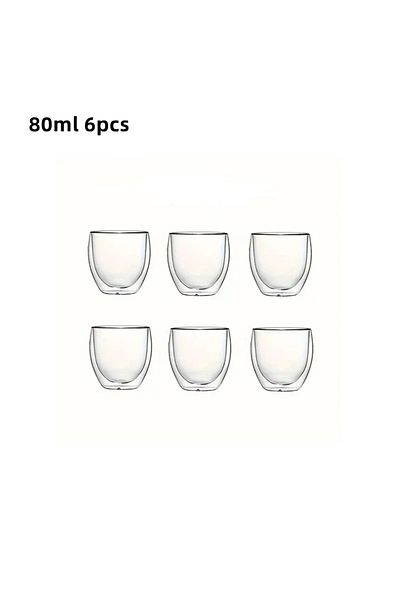 Choice 80ml 80ML 6pcs 6pcs Double Wall Glass Cup 80ml Cute Mugs Coffee Cups Drinking Glasses for Drinks Per