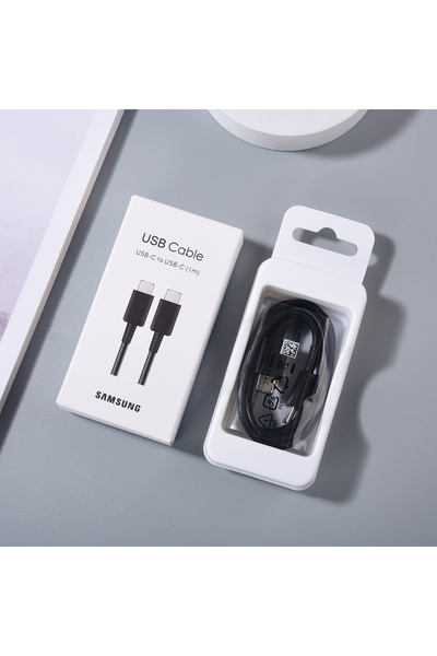 Samsung صندوق كابل أسود بطول 1 متر، كابل USB Type C PD أصلي بطول 1/1.8 متر، ي...