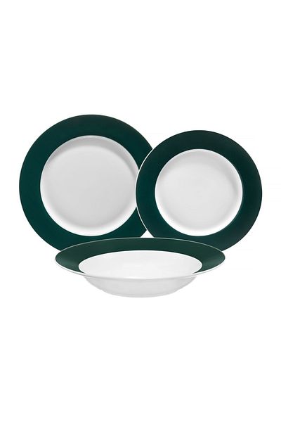 Ambition Dinner set, 18 pieces, 6 people, porcelain, Aura Green
