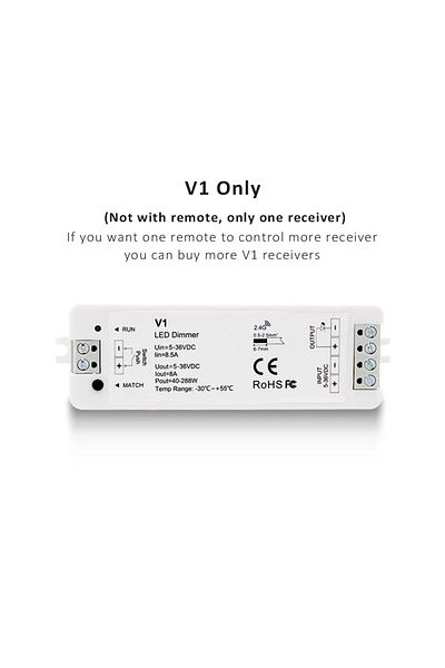 Choice V1 Receiver Only MJJC V1 LED Dimmer 12V 24V 36V 5V 8A RF 2.4G Wireless Touch Remote LED Push Dimer S