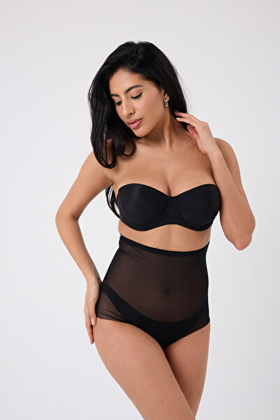 MİSTİRİK Formia Model High Waist Transpran Model Firming and Lifting Effective Slip Corset Black Color