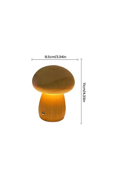 Choice USB Plug Wood-S Warm White INS Wooden Creative Mushroom Night Light Stepless Dimming Bedside Table L