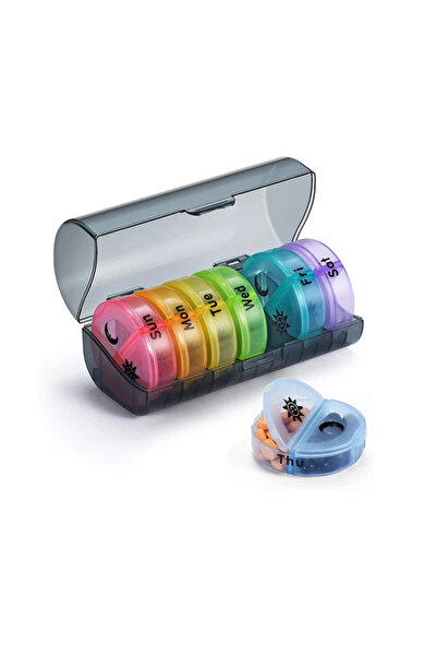 Choice1 Black shell Weekly 7 Days Medicine Medical Pill Box 14 Slots Weekly P...
