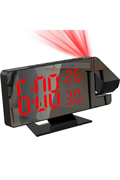 Choice ساعة منبه رقمية LED حمراء مع شاشة عرض وساعة سقف مع عرض الوقت ودرجة الحرارة B