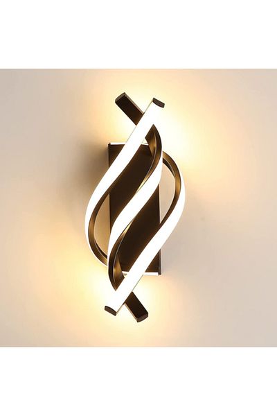 Choice Tricolor light black Curved Spiral Design LED Wall Lamp for Bedroom Bedside Corridor Living Room Sta