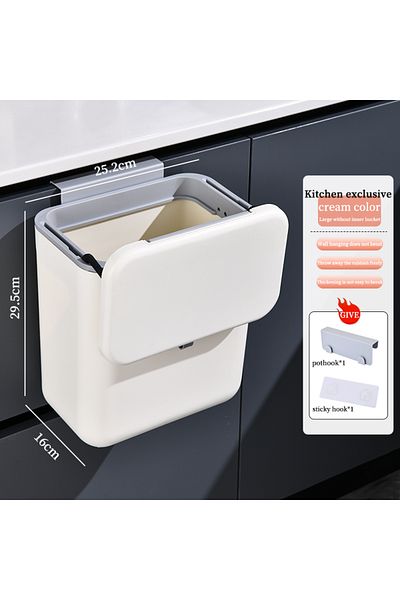 Choice 9L-Single-barrel Kitchen Hanging Garbage Bin, 9L/7L Wall Mounted Large Capacity Covered Kitchen Garb