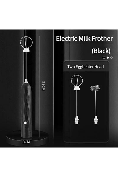 Choice black 1 PCS Electric Milk Frother Portable Egg Beater USB Rechargeable Handheld Coffee Blender Milk
