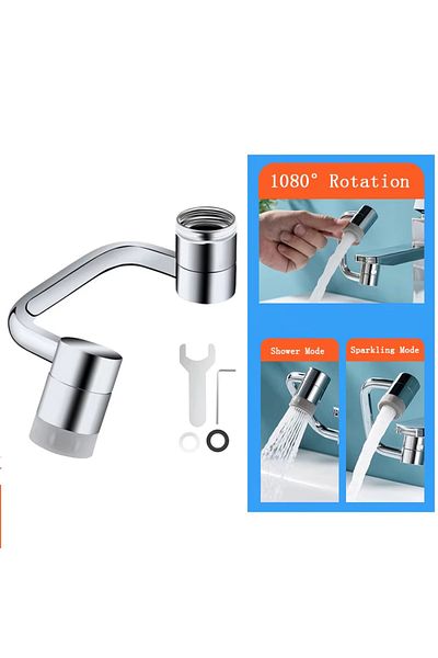 Choice قطعة واحدة من موسعات الصنبور الدوارة 1080 درجة، مقاومة للرذاذ، وضعي رش مزدوجين، مقاومة للصدأ، مناسبة للحمام