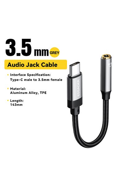 essager Type-C TO 3.5mm Type C to 3.5mm Earphone USB C Cable to 3.5 Headphone Adapter Audio Cable Fo