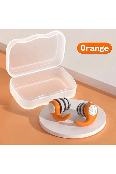Choice Orange 1 Pair Soft Silicone Earplugs - Noise Canceling, Waterproof, Comfortable Fit, for Sleep, Swim