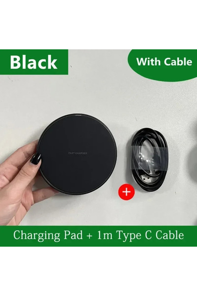 Vikefon قاعدة شحن لاسلكية بقوة 30 وات مع كابل باللون الأسود وقاعدة شحن سريعة ...