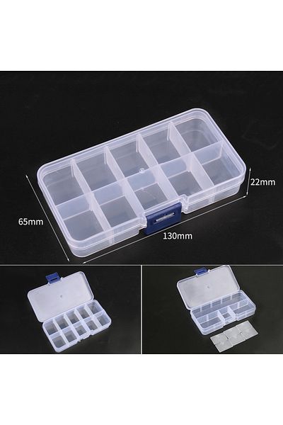 Choice 3pcs 10 grids Practical 10/15 Grids Compartment Plastic Storage Box Adjustable Jewelry Rhinestones G