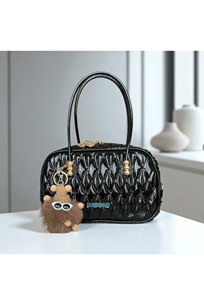 Angel Polo Siyah rugan el ve omuz çantası