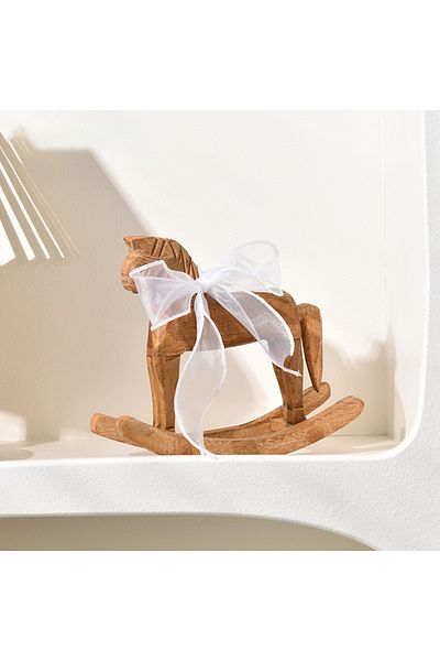Miniso ZHBJ1745-8 Creative Hand Carved Wooden Horse Series Retro Rocking Horse Desktop Decoration Ornament