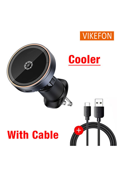 Vikefon مبرد مع كابل Qi2/Cooler شاحن سيارة لاسلكي مغناطيسي مزود بإضاءة LED وم...
