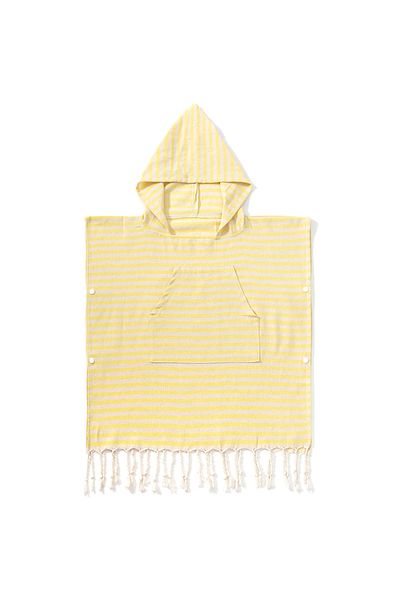 Choice 1pc yellow 1pc Children's Wearable striped Bath Towel Children's Bathrobe With Hood For Absorbent Fo