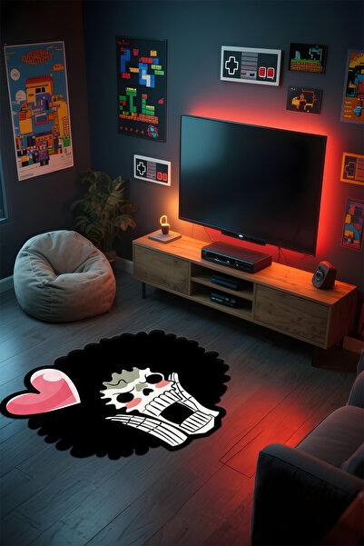 Alpacarpet Özel Kesimli Desenli Anime & Gamer Halısı Kaymaz Taban Makinede Yı...