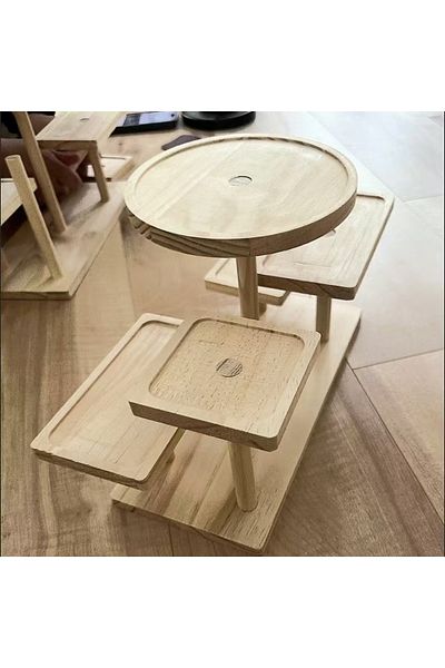 Choice wood color DIY Wooden Item Display Stand Set Desktop Garage Kit for Small Items Storage & Showcase A