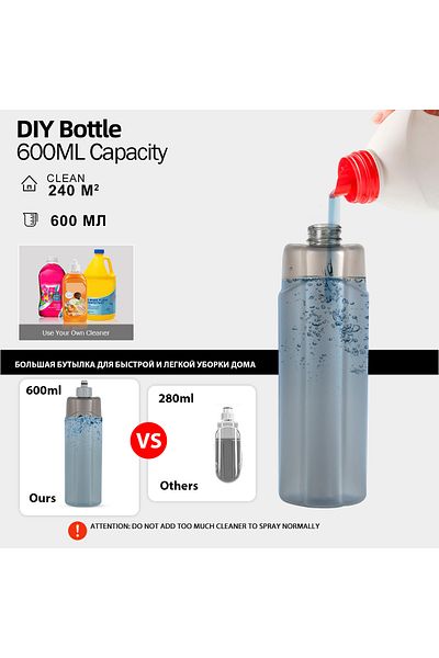 SDARISB LD-MOP38 DARIS Spray Mop Set with 500ml Bottle 4 Microfiber Pads Scraper Mop Clip Wet & Dry Use for
