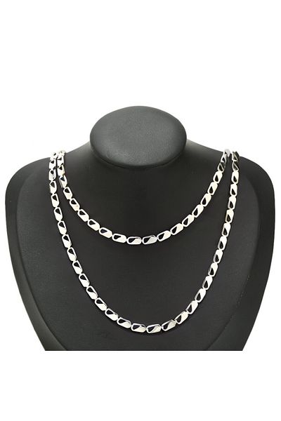Satürn Silver Kuyumculuk Steel Parrot Chain Men's Necklace and Bracelet Set Tarnish-Free Steel Necklace Steel Chain Necklace