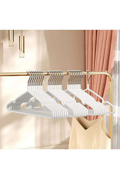 Choice 10 قطع بيضاء - 10 قطع - شماعات ملابس معدنية غير قابلة للانزلاق، رفوف م...