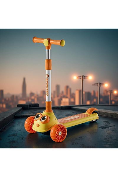 rexa Eyes Design 3-Wheel Foldable Scooter for Kids – Adjustable Handlebar, Lightweight & Portable