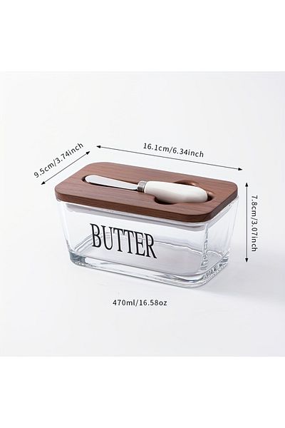 Choice Acacia Lid 1Set Thickened Glass Butter Dish Set with Rosewood Lid And Bamboo Lid for Kitchen Butter