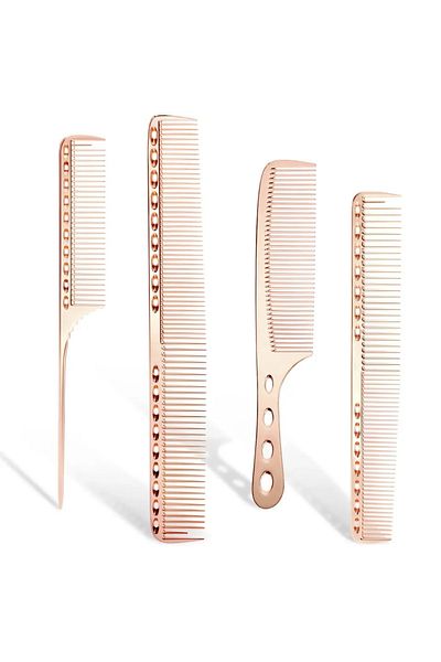 Choice Rose Gold 4pcs/set Aluminum Comb Set Barber Metal Hair Dressing Combs Hairdressing Anti-static Comb