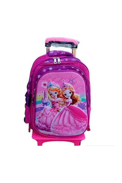 OEM 3D troller backpack, light-up wheels, girls, 6-12 years, 43 x 35x 25 cm, Princess Model, Pink