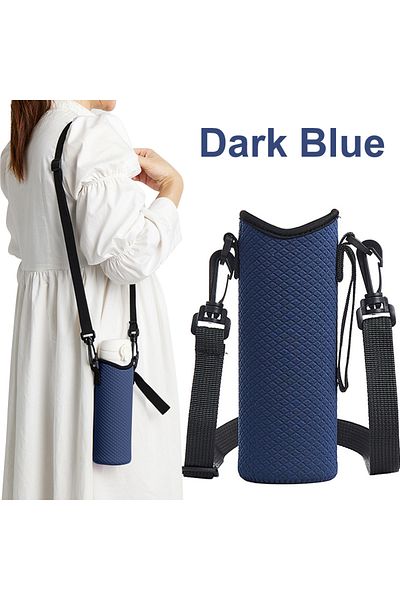 APWIKOGER Dark Blue Water Bottle Holder with Adjustable Shoulder Strap Water Bottle Sleeve Anti-Slip Insulated