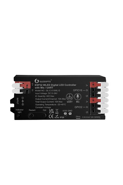 Choice ESP32 Mic UART Black GLEDOPTO ESP32 WLED LED Controller Mic UART Download Music Sound Dynamic RGB DI